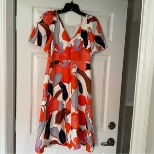 Floral V-Neck Dress with Short Sleeves